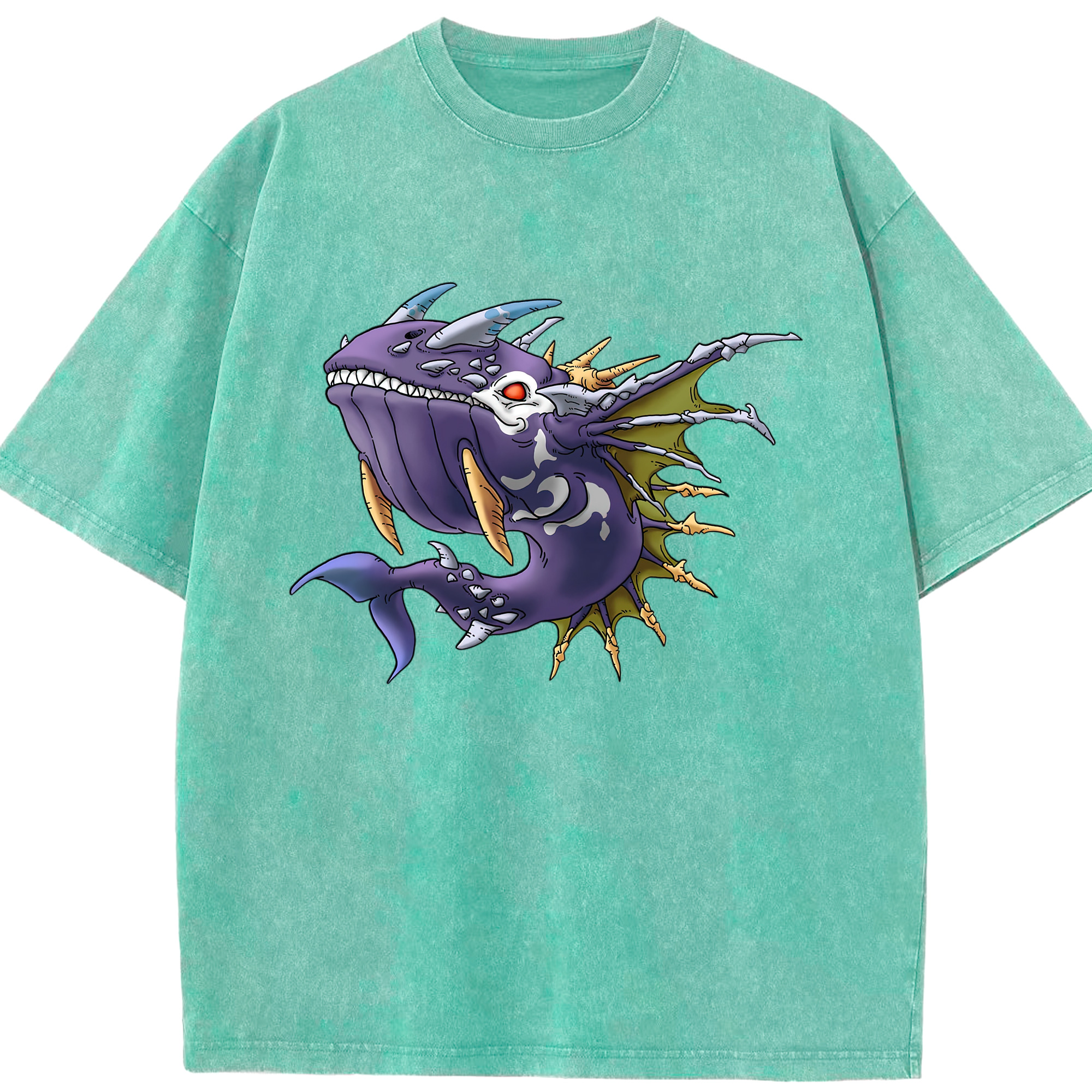 （画像用） ドラゴンクエスト Doragon Kuesuto Dragon Quest 綿100% ヴィンテージ風 半袖Tシャツ（フロントプリント）